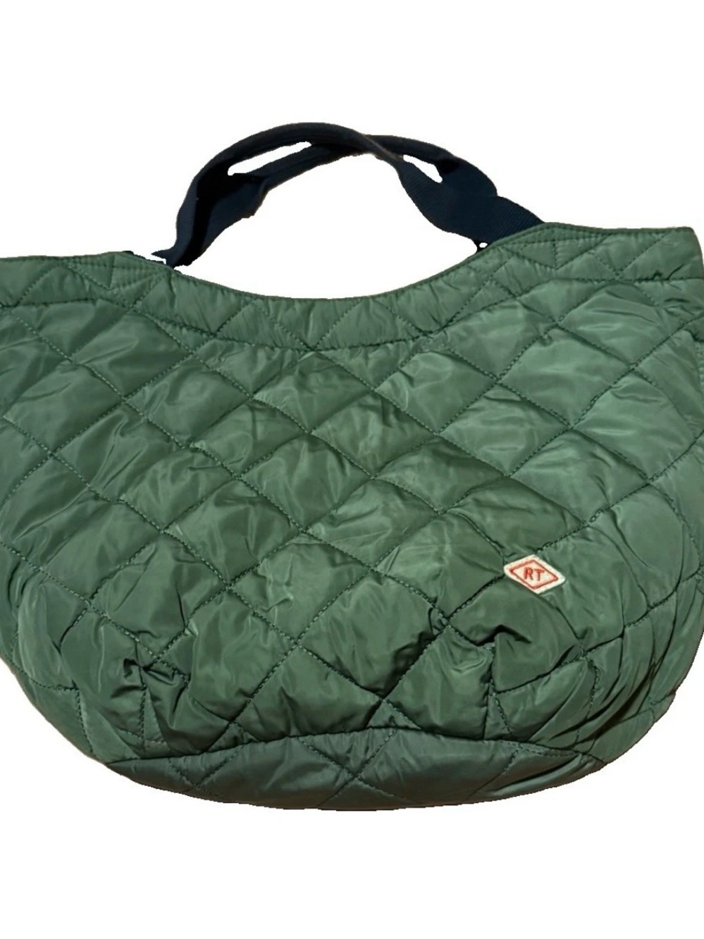 Rootote SN Round Polyquilt Tote Bag Khaki Tan Diamond 2 Tone